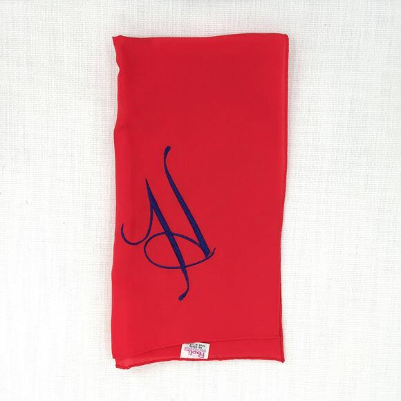 Paoli Women's JAPAN Vintage 100% Polyester Scarf Red Monogram H - Picture 1 of 3